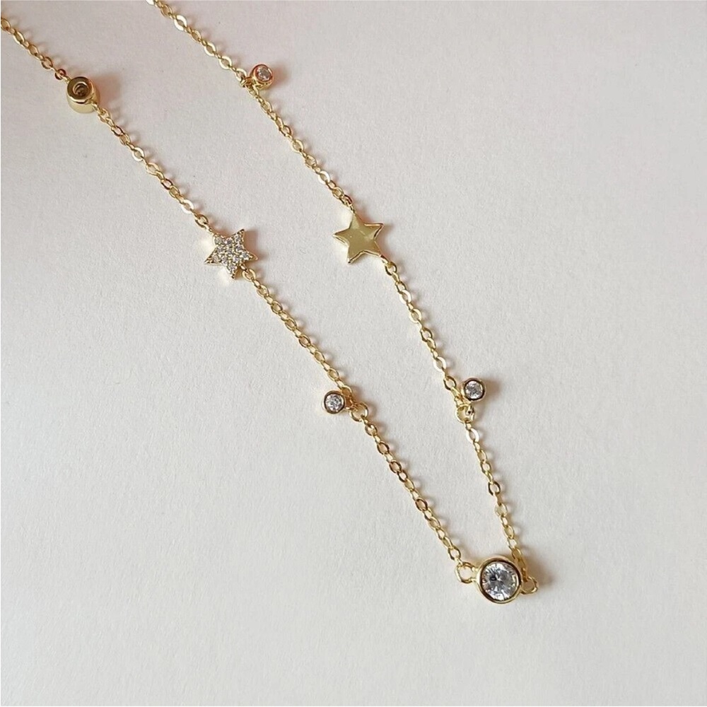 Missoma gold plated sterling silver star choker bezel round cz